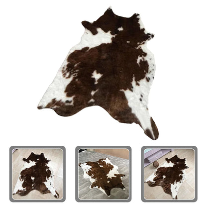 Simulated Cow Pattern Plush Rug Supple Washable Comfortable Rug