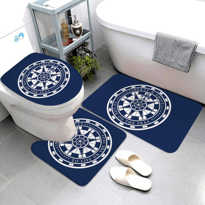 dark blue nautical series bathroom mat three-piece bathroom mat