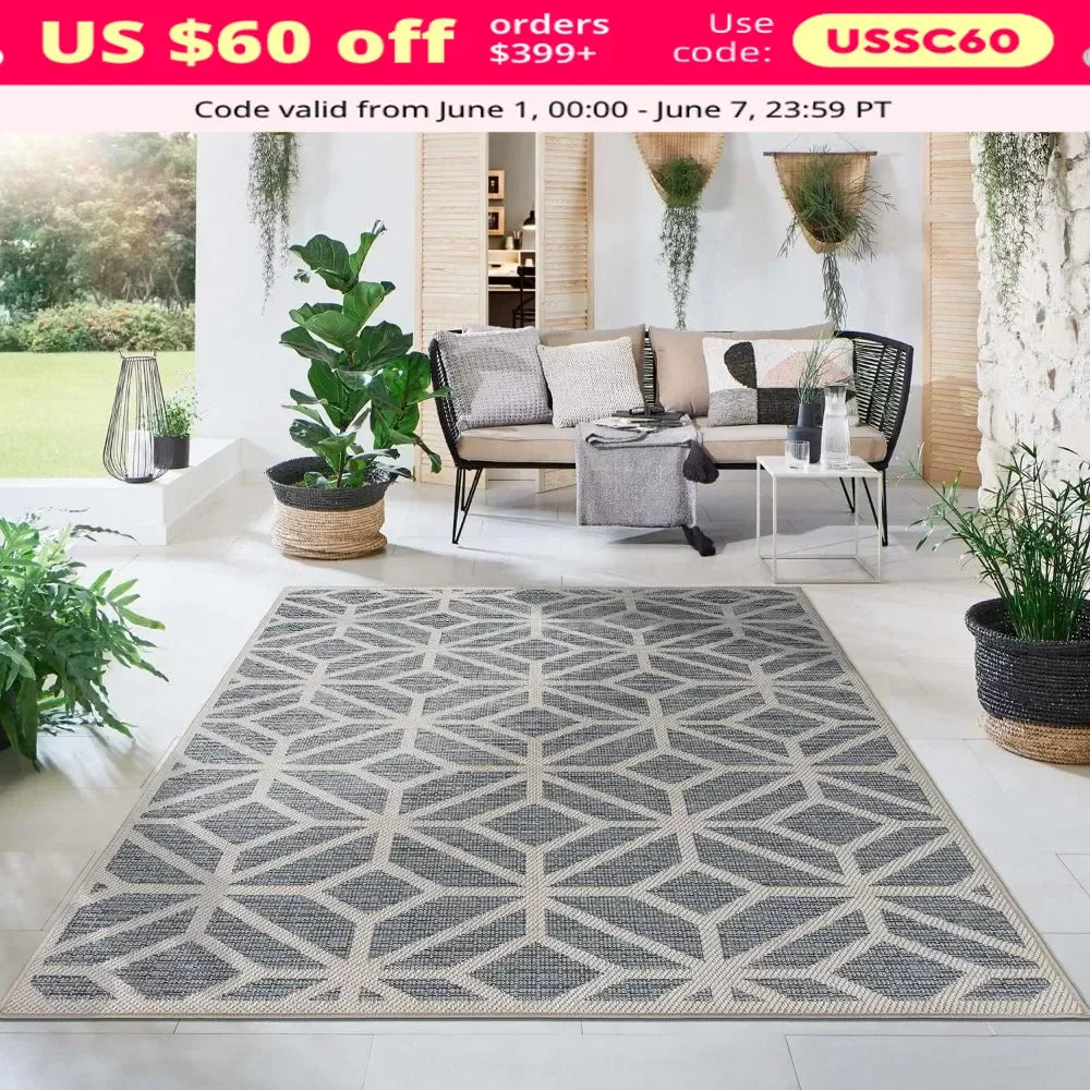 Contemporary  Outdoor Rug Geometric Design for Deck Rug