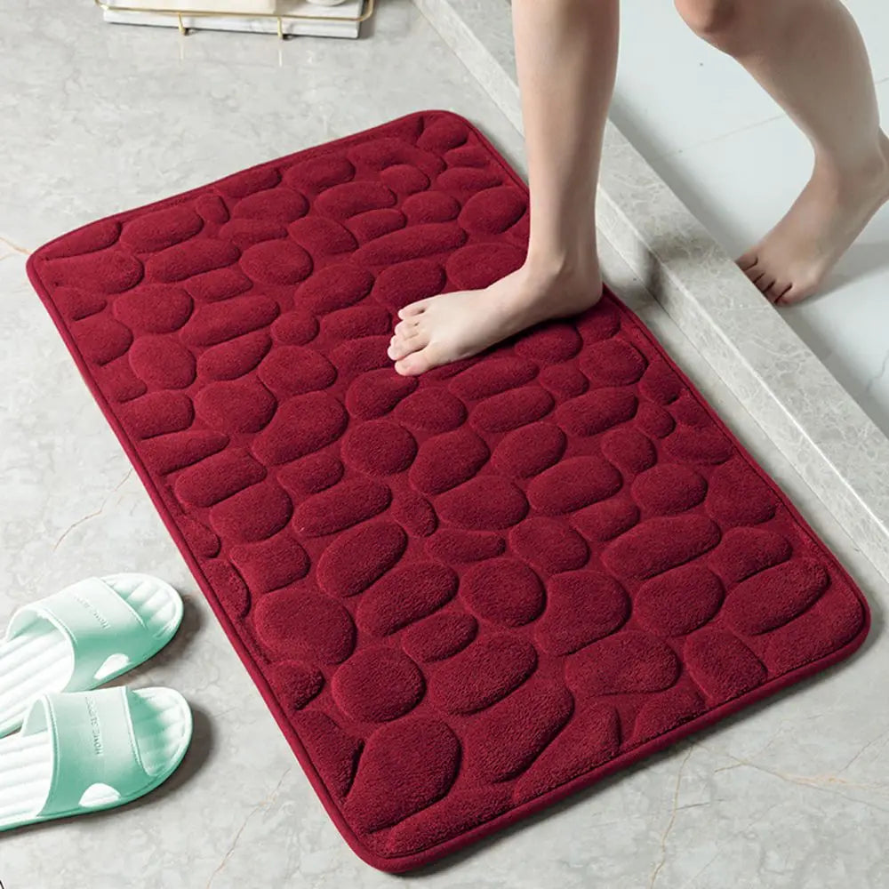 Cobblestone Embossed Bath Mat Non-slip Water Absorption Washable Mat