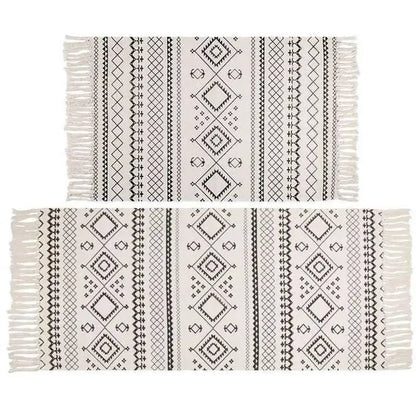 Nordic Cotton and Linen Knit Ethnic Style Tassel Small Rug