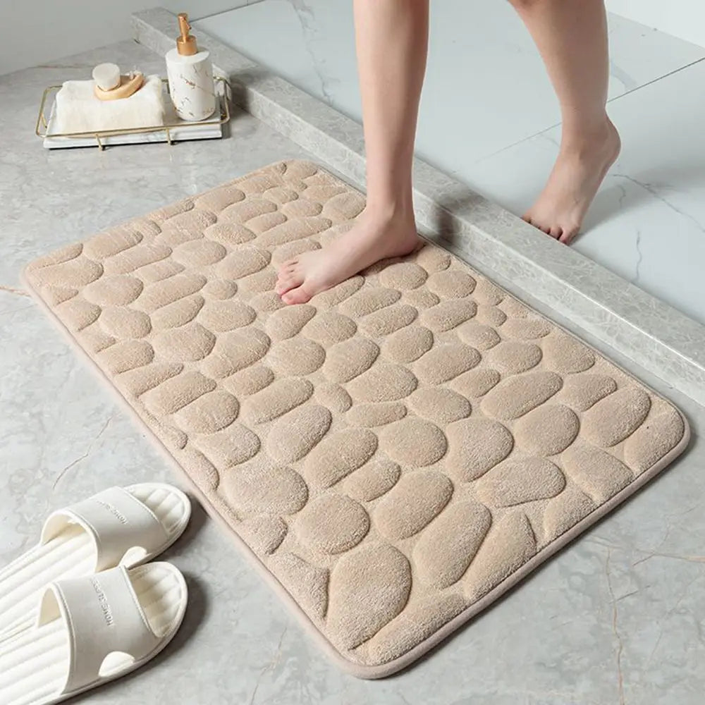 Cobblestone Embossed Bath Mat Non-slip Water Absorption Washable Mat