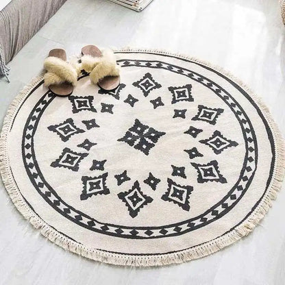 Mandala Round Nordic Bohemian Area Rugs Cotton Linen Tassels Rugs