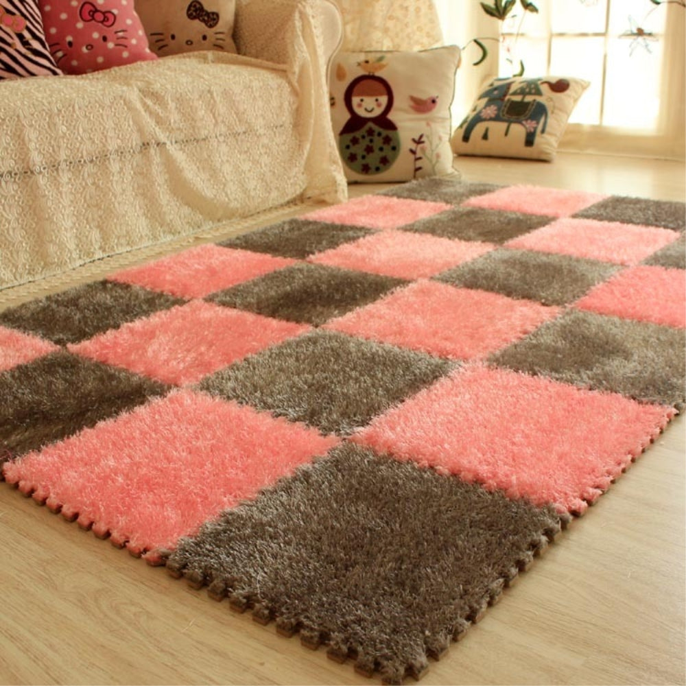 One Piece EVA Foam DIY Puzzle Rug Long Hair Villi Shaggy Rug