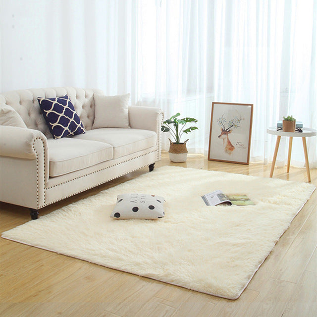 Silky Fluffy Rug Modern Home Decor Shaggy Living Bedroom Bedside Rug