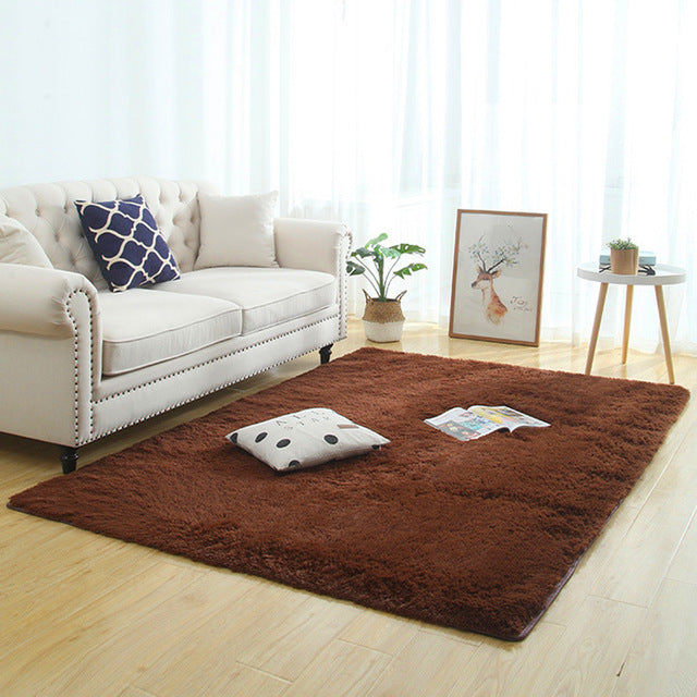 Silky Fluffy Rug Modern Home Decor Shaggy Living Bedroom Bedside Rug