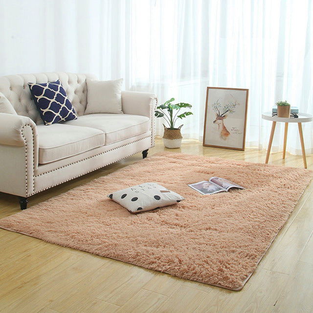 Silky Fluffy Rug Modern Home Decor Shaggy Living Bedroom Bedside Rug