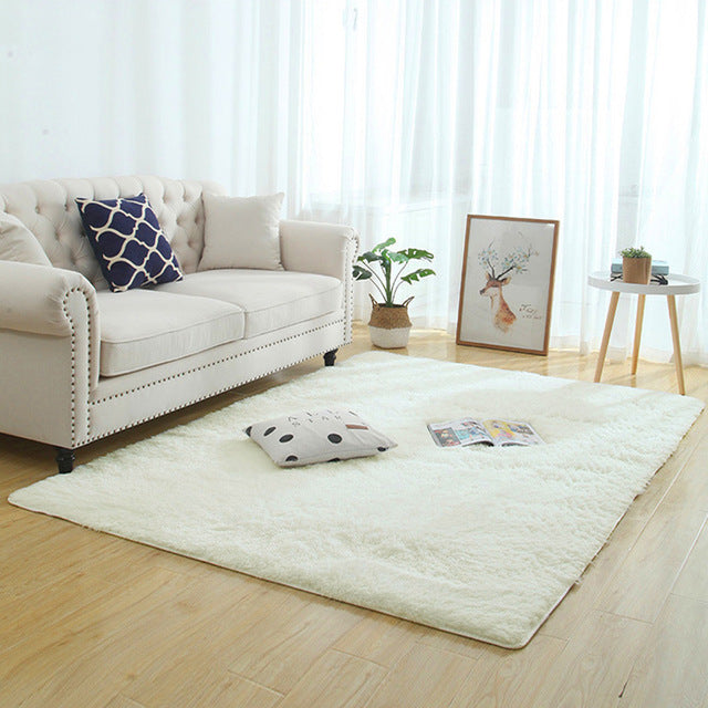 Silky Fluffy Rug Modern Home Decor Shaggy Living Bedroom Bedside Rug