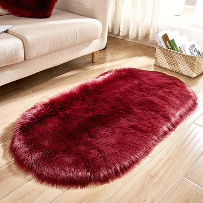 White Faux Fur Area Rug Large Oval Artificial Sheepskin Long Hair Rug