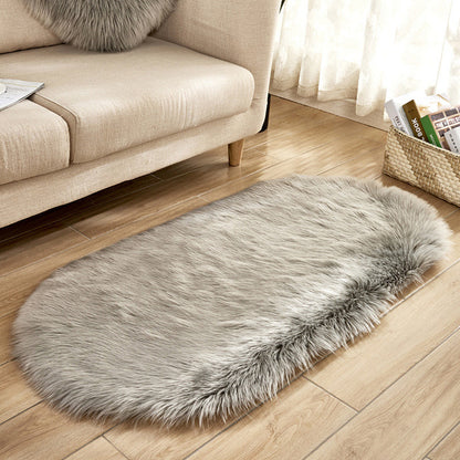 White Faux Fur Area Rug Large Oval Artificial Sheepskin Long Hair Rug