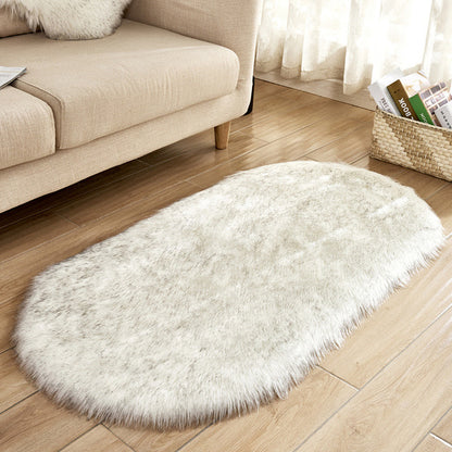 White Faux Fur Area Rug Large Oval Artificial Sheepskin Long Hair Rug