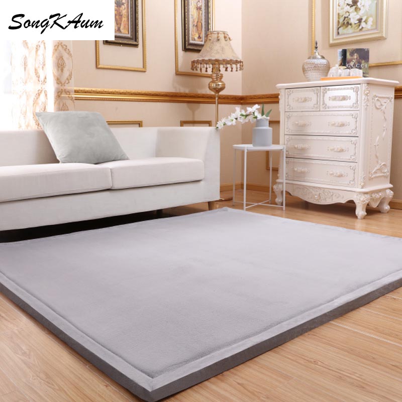 Coral fleece Thicken Large Rug Solid simple child Non-slip Rug