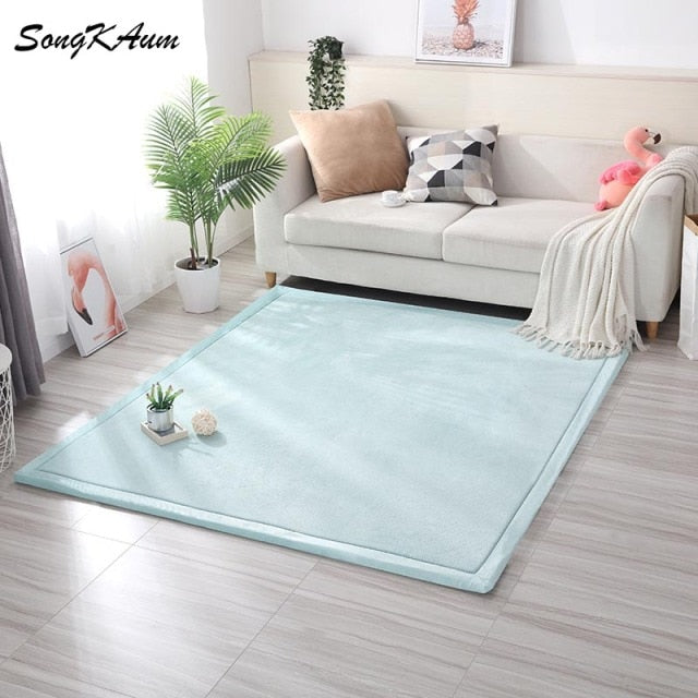 Coral fleece Thicken Large Rug Solid simple child Non-slip Rug