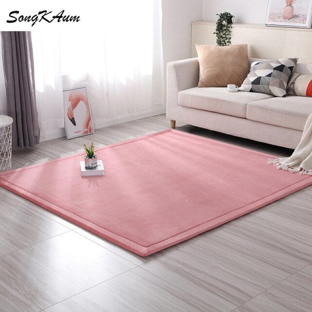 Coral fleece Thicken Large Rug Solid simple child Non-slip Rug