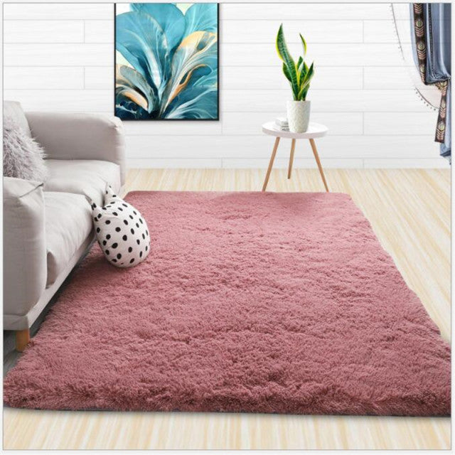 Modern Shaggy Solid Color Fluffy Silky Decoration White Rug