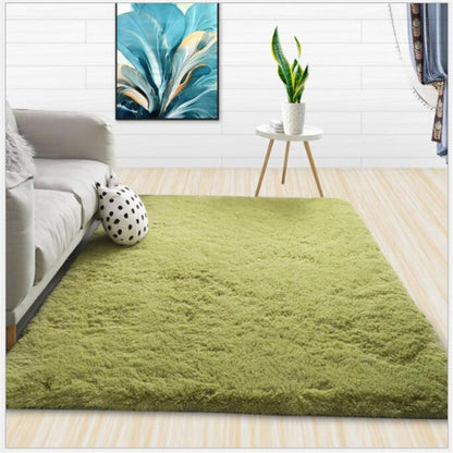 Modern Shaggy Solid Color Fluffy Silky Decoration White Rug