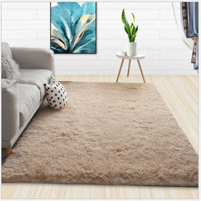 Modern Shaggy Solid Color Fluffy Silky Decoration White Rug