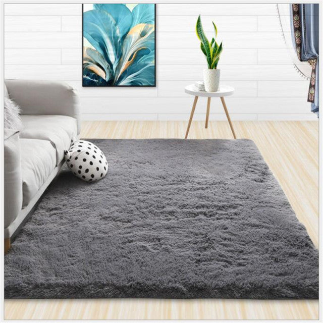 Modern Shaggy Solid Color Fluffy Silky Decoration White Rug