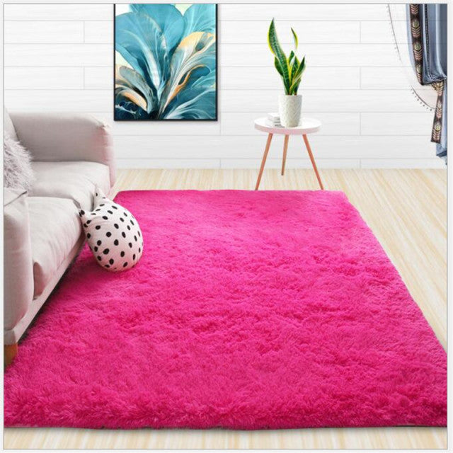 Modern Shaggy Solid Color Fluffy Silky Decoration White Rug