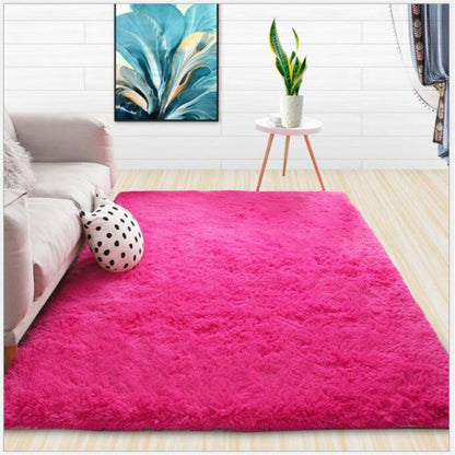 Modern Shaggy Solid Color Fluffy Silky Decoration White Rug