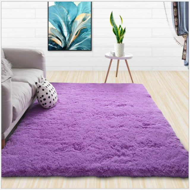 Modern Shaggy Solid Color Fluffy Silky Decoration White Rug