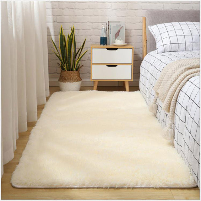 Thick Fluffy Rug For Living Room Decor Bedside Warm Plush Floor Rug