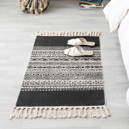 Luxury Bohemia Ethnic Style Cotton Linen Soft Rug Handmade Tassel Rug