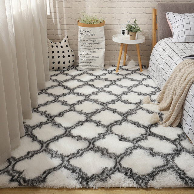 Fluffy Tie Dye Rug For Bedroom Decor Modern Home Washable Rug