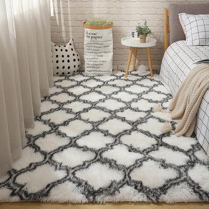 Fluffy Tie Dye Rug For Bedroom Decor Modern Home Washable Rug