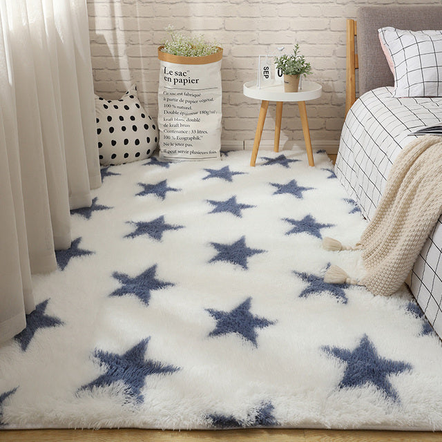 Fluffy Tie Dye Rug For Bedroom Decor Modern Home Washable Rug