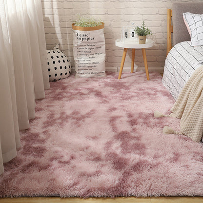 Fluffy Tie Dye Rug For Bedroom Decor Modern Home Washable Rug