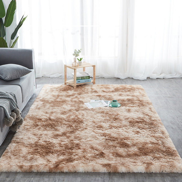 Shaggy Tie-dye Rug Printed Plush Floor Fluffy Kids Room Faux Fur Rug