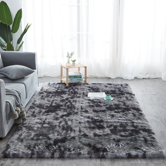 Shaggy Tie-dye Rug Printed Plush Floor Fluffy Kids Room Faux Fur Rug