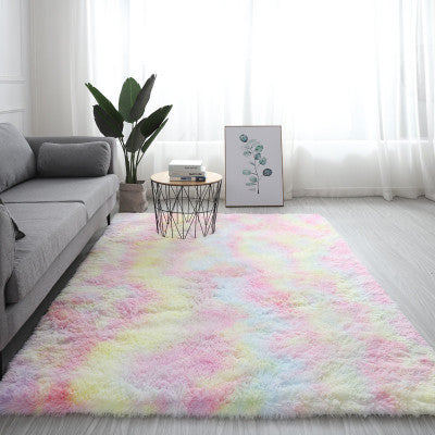 Shaggy Tie-dye Rug Printed Plush Floor Fluffy Kids Room Faux Fur Rug