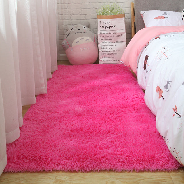 Pink Rug For Girls Shaggy Childrens Soft Nordic Red Fluffy Large Rug