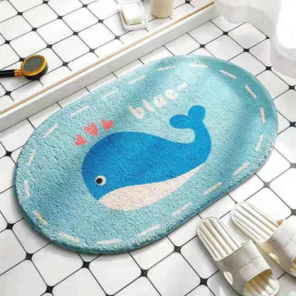 Oval Animals Welcome Entrance Rug Bath Floor Non-Slip Rainbow Rug