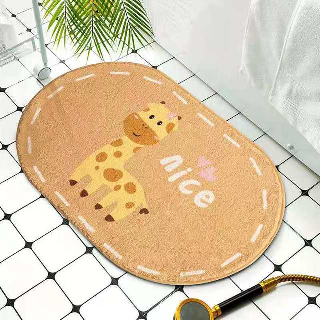 Oval Animals Welcome Entrance Rug Bath Floor Non-Slip Rainbow Rug