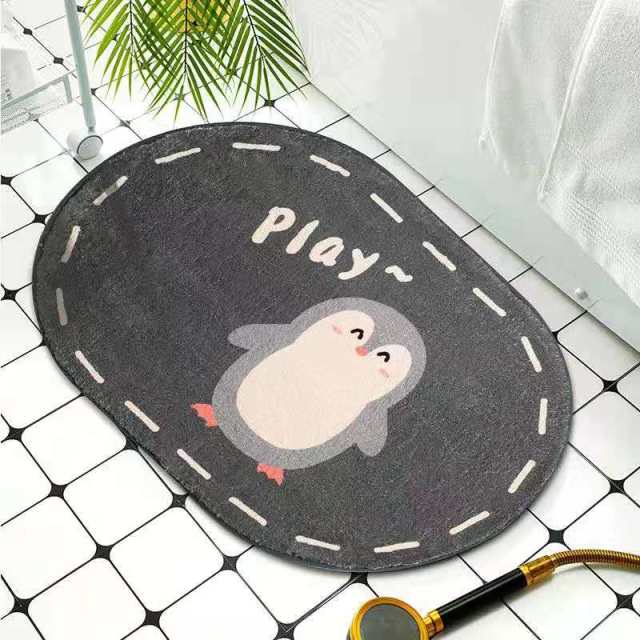 Oval Animals Welcome Entrance Rug Bath Floor Non-Slip Rainbow Rug