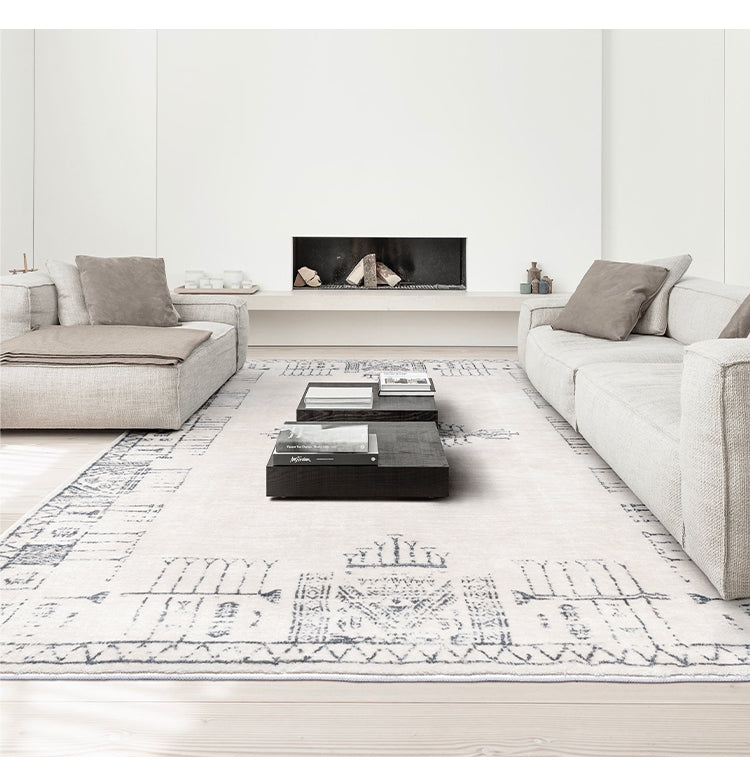 Nordic Soft Morocco Black and White Geometry Living Room Floor Rug