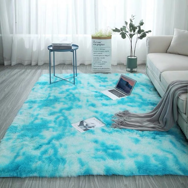 Fluffy Nordic Lounge Rug houses and Plush Kids Bedroom Bedside Rug