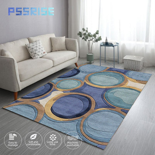 Living Room Rectangle Rug Washable Modern Printing Geometric Rug