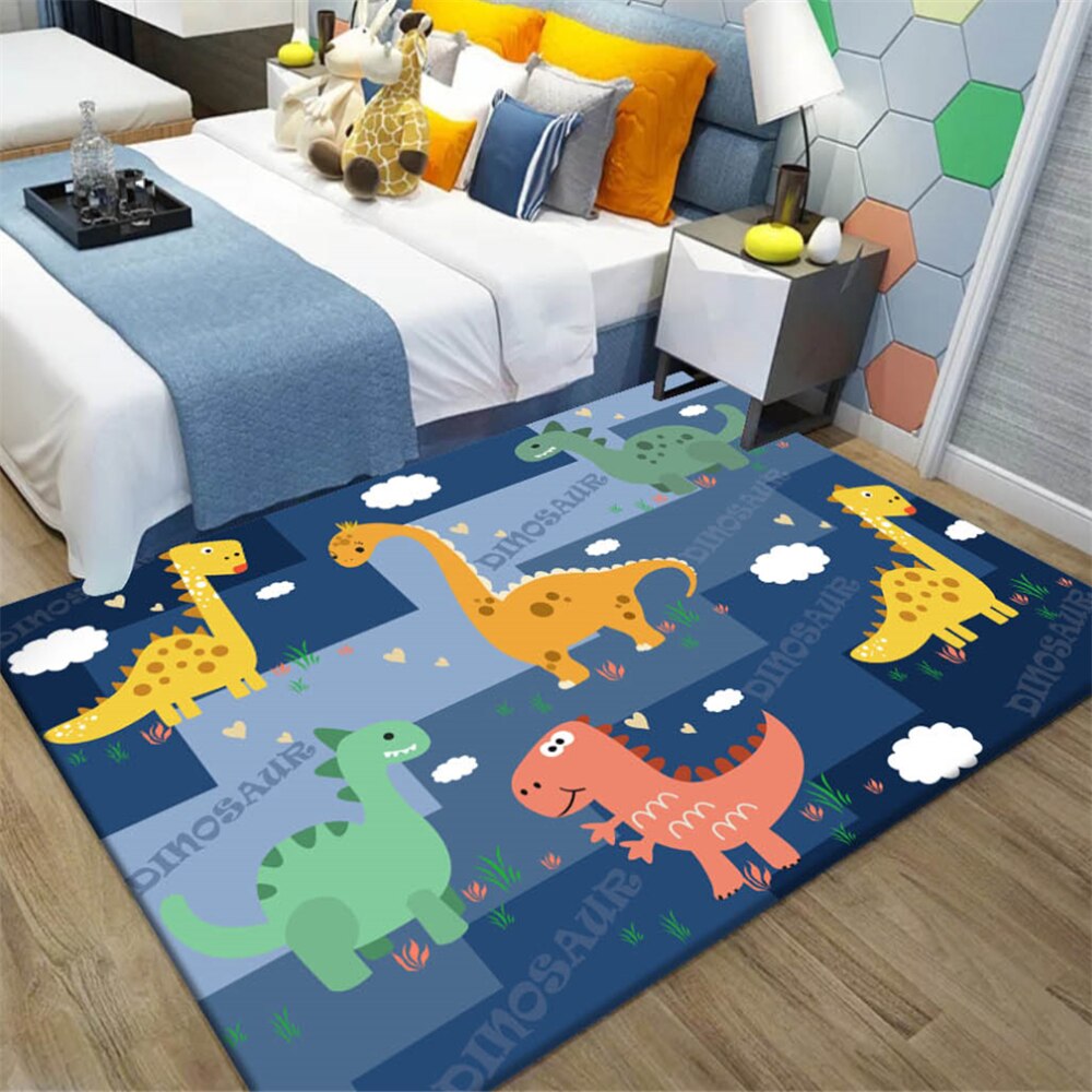 New Cartoon Dinosaur Children's Bedside Area Rug Flannel Anti-slip Rug