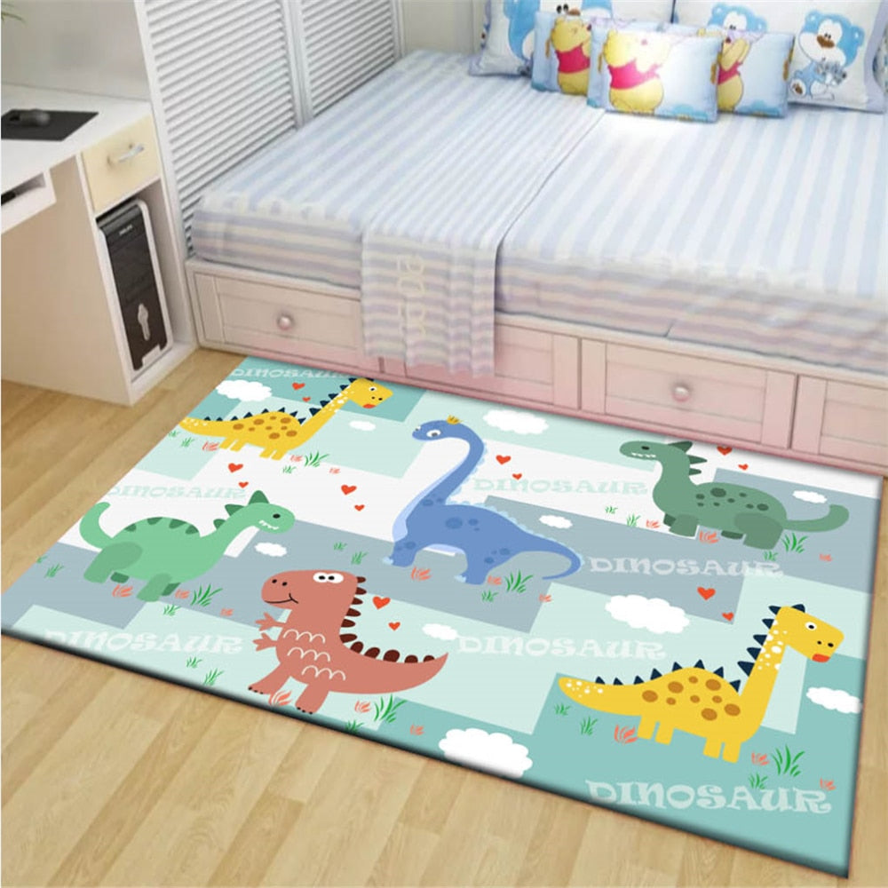 New Cartoon Dinosaur Children's Bedside Area Rug Flannel Anti-slip Rug