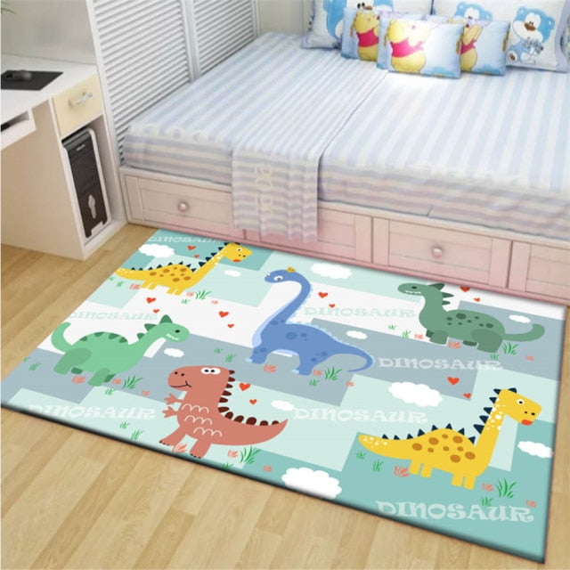 New Cartoon Dinosaur Children's Bedside Area Rug Flannel Anti-slip Rug