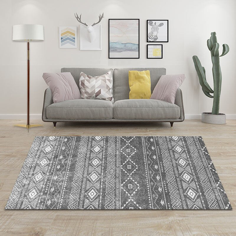 Boho Style Big Area Rug Large Modern Printng Non-slip Rug