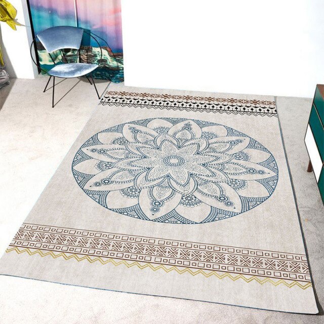 Boho Style Big Area Rug Large Modern Printng Non-slip Rug