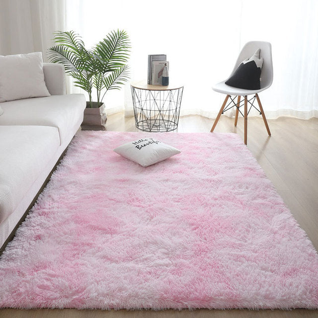 Fluffy Nordic Lounge Rug houses and Plush Kids Bedroom Bedside Rug