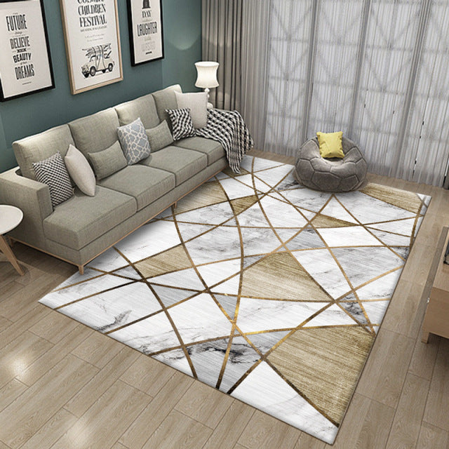 Living Room Simple Marble Geometric Printed Large Home Parlor Rug