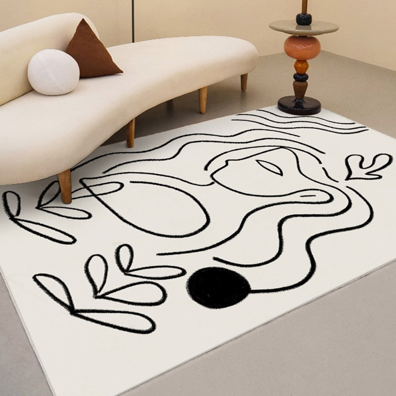 Nordic Art Rug for Living Room Washable Home Decoration Rectangle Rug