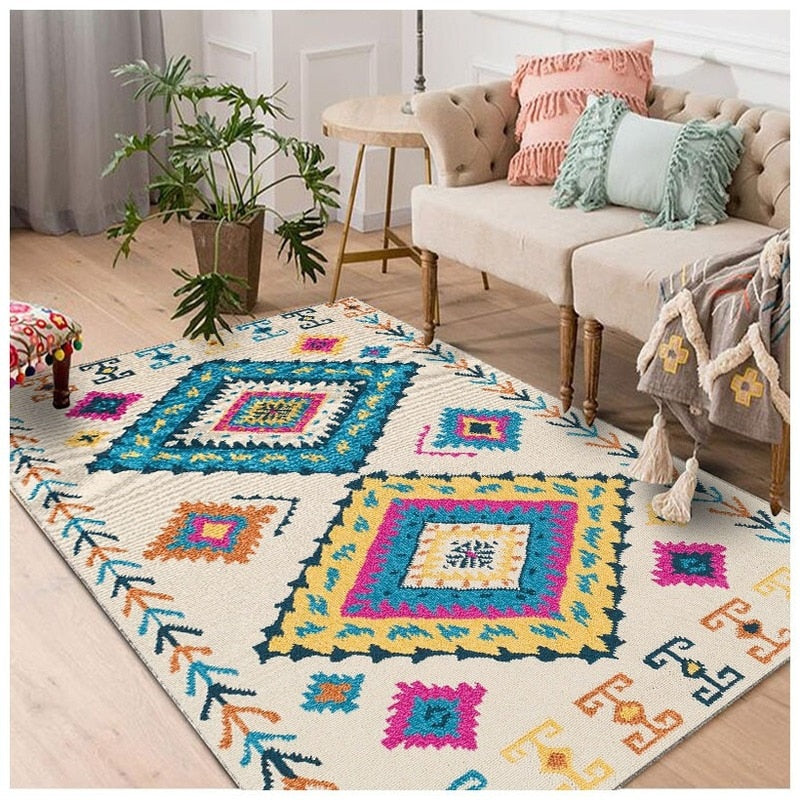 Living Room Rug Ethnic Style Bedroom Geometric Decorative Rug